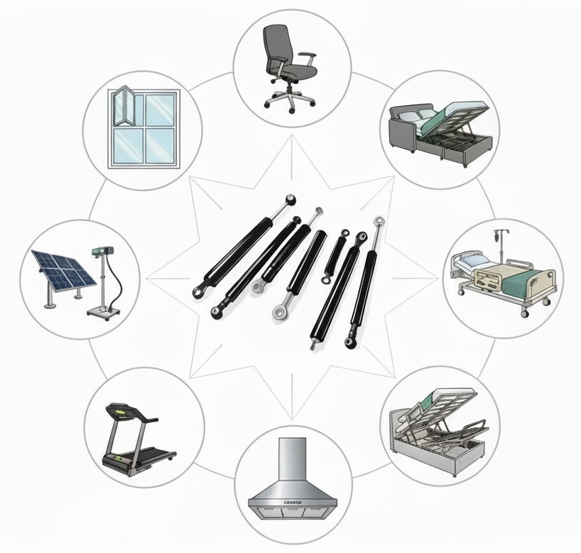 Industrial gas spring cylinder
Gas spring rod and end fitting
Black coated gas spring
Gas spring mounting options